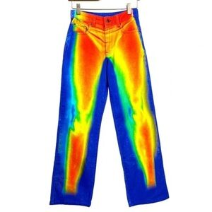 Jaded London Sydney Jeans Thermal Heatmap Touch Me Print Rainbow Wide Leg Art